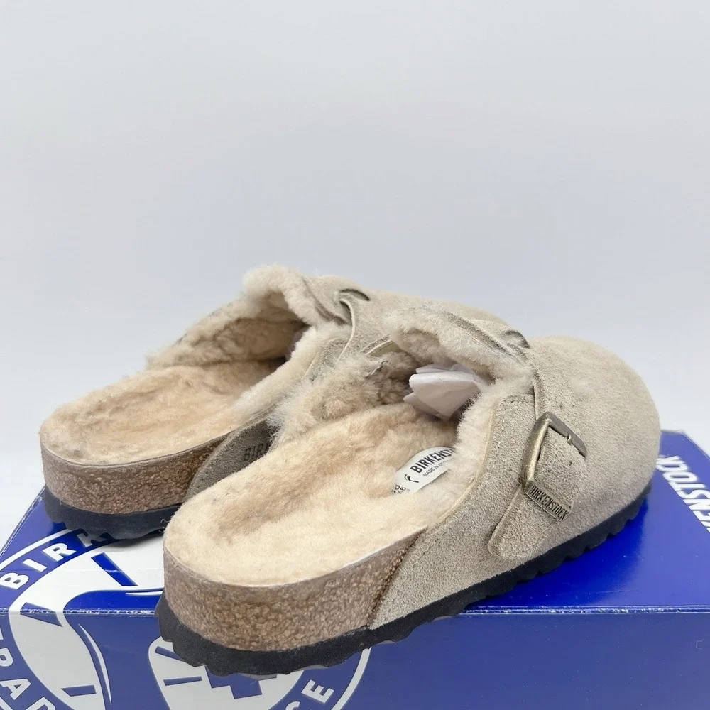 Birkenstock Boston Shearling Women's Clogs Slip On Comfort Gray Suede EU 38 US 7 - Picture 8 of 15